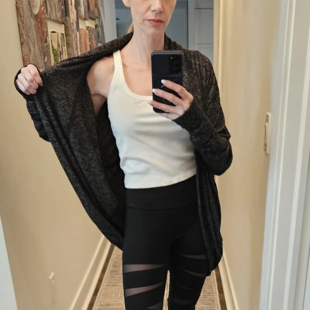 Athleta Heatheres Gray Open-Front Cardigan - Size Small